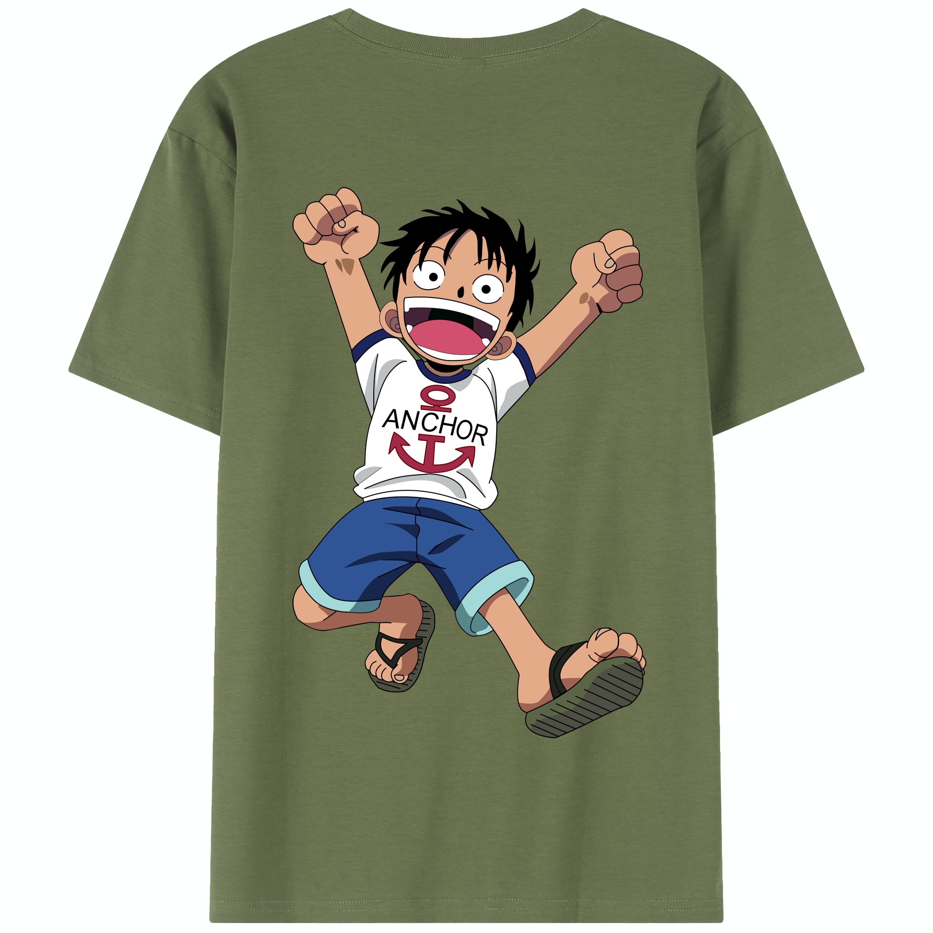 ワンピース モンキー・D・ルフィ ONE PIECE Monkey D. Luffy 綿100％半袖Tシャツ（背面プリント）